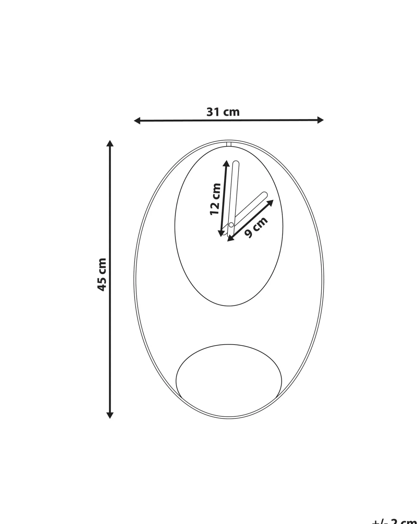 Vægur MANIGOD 32 cm Metal Sort