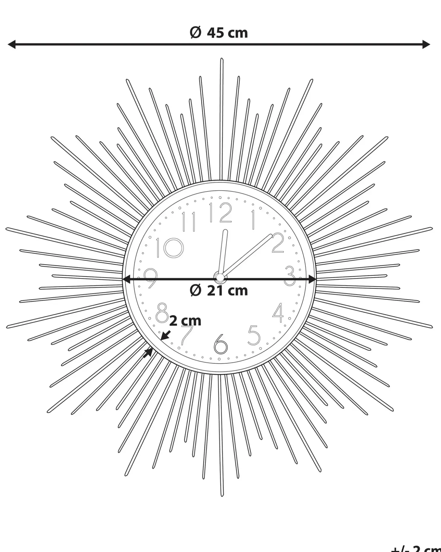 Vægur SOLURA 45 cm Metal Guld