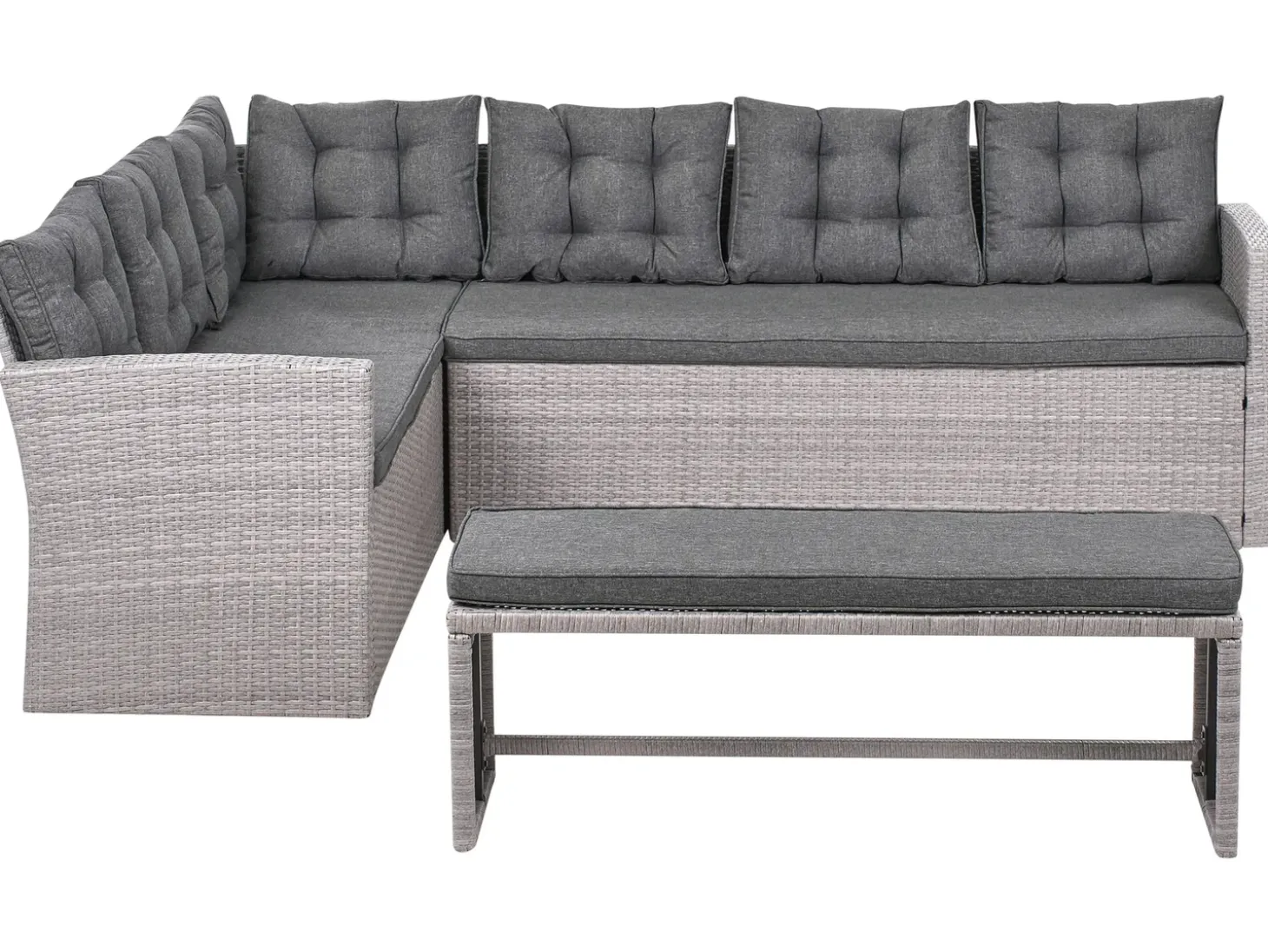 VITERBO 8 personers Have-hjørnesofa Grå PE-rattan