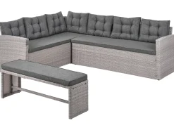 VITERBO 8 personers Have-hjørnesofa Grå PE-rattan